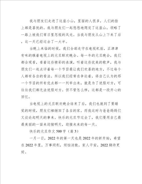 快乐的元旦作文500字