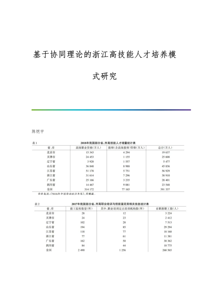 基于协同理论的浙江高技能人才培养模式研究.docx