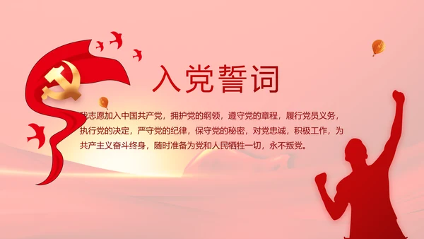 红色党员风采展示年终工作总结PPT