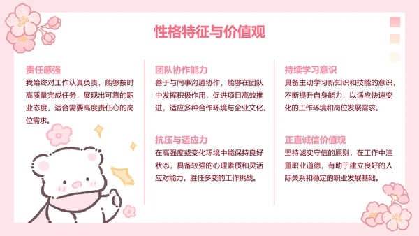 白白熊粉色卡通风求职简历