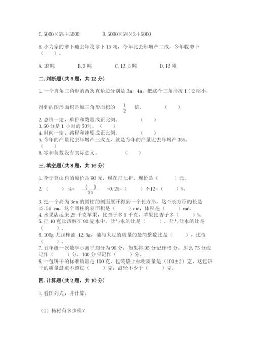 民勤县六年级下册数学期末测试卷（夺冠系列）.docx