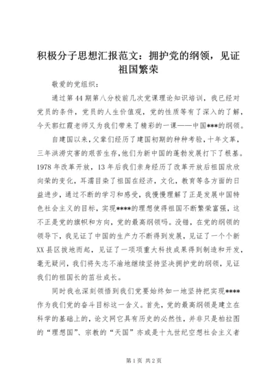 积极分子思想汇报范文：拥护党的纲领，见证祖国繁荣 (2).docx