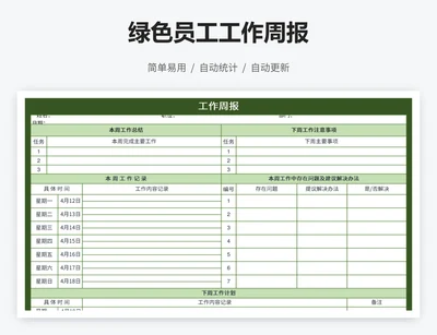 绿色员工工作周报