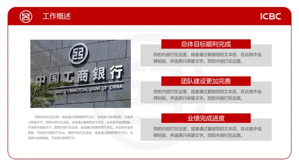 中国工商银行工行工作总结汇报PPT模板