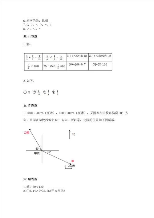 小学数学六年级上册期末测试卷及答案有一套