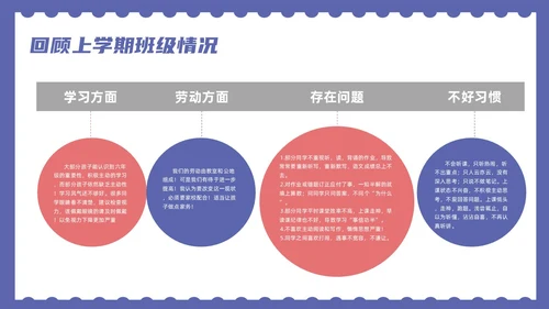 蓝色卡通风六年级开学家长会