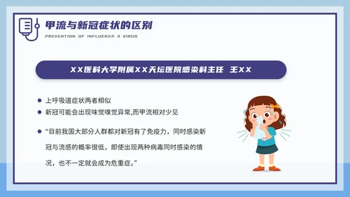 甲型流感病毒科普讲座PPT模板