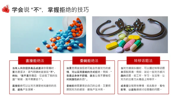 红色简约风远离毒品PPT