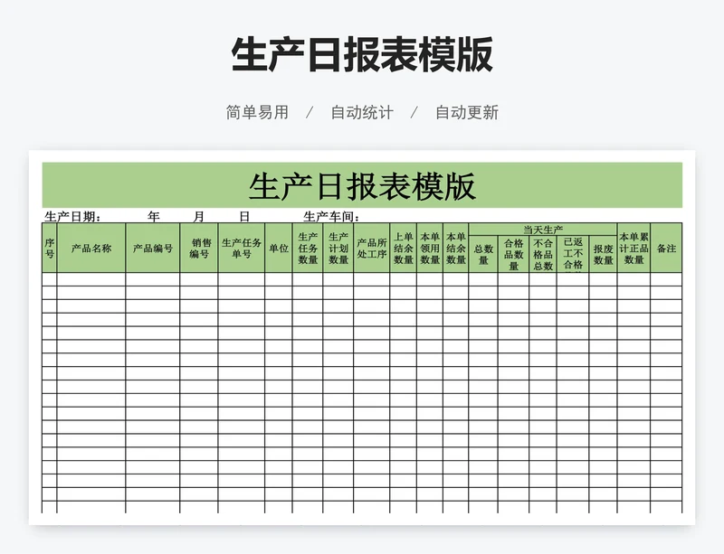 生产日报表模版