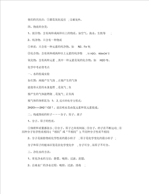 初中化学中考必背考点