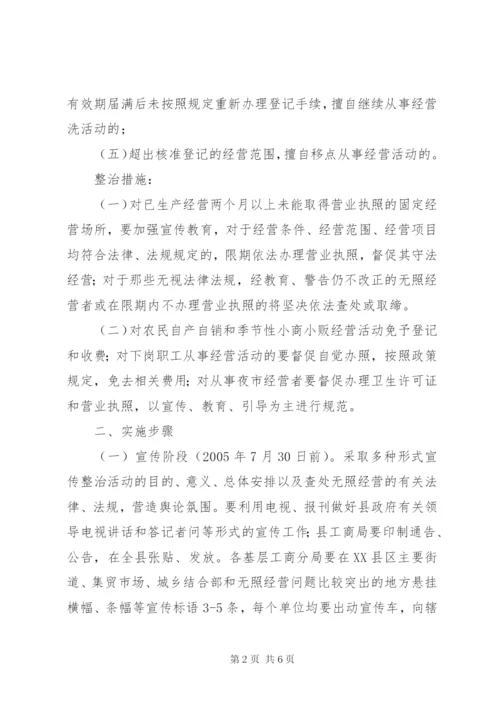 工商局开展查处取缔无照经营活动实施方案.docx