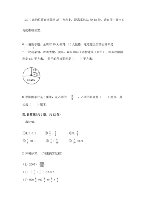 小学六年级上册数学期末测试卷含答案（轻巧夺冠）.docx