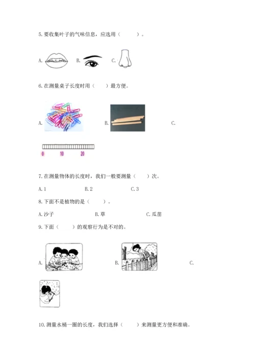 教科版科学一年级上册期末测试卷【考试直接用】.docx