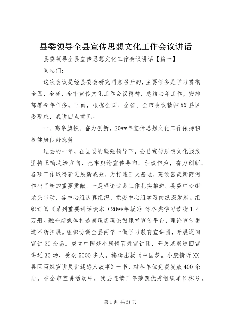 县委领导全县宣传思想文化工作会议讲话.docx