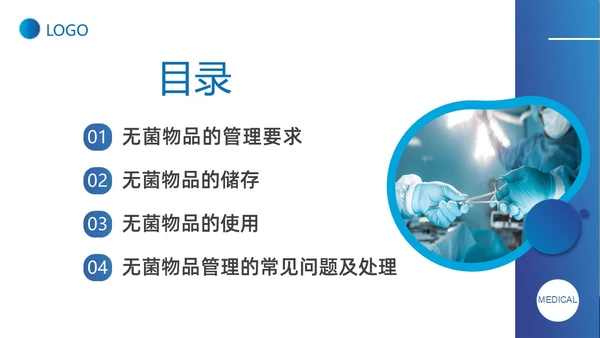 蓝色实拍形状医疗培训无菌物品的管理PPT课件
