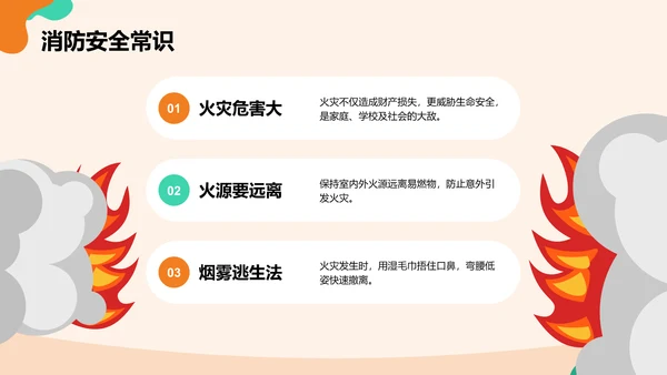 橙色插画风全国中小学生安全教育PPT模板