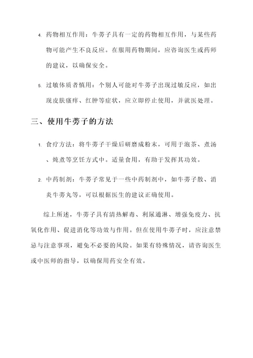 牛蒡子功效与作用与禁忌