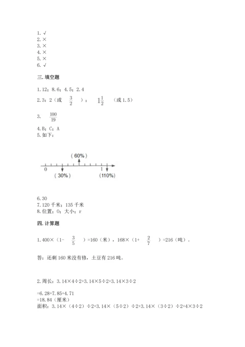 人教版六年级上册数学期末模拟卷答案下载.docx