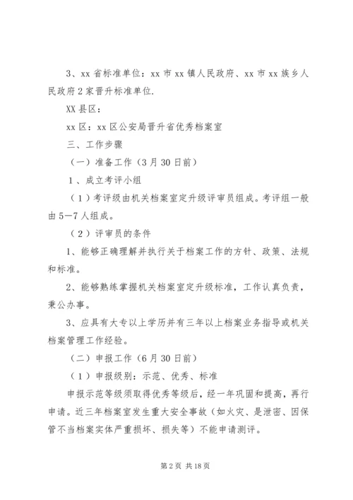 篇一：机关档案室规范化测评工作计划.docx