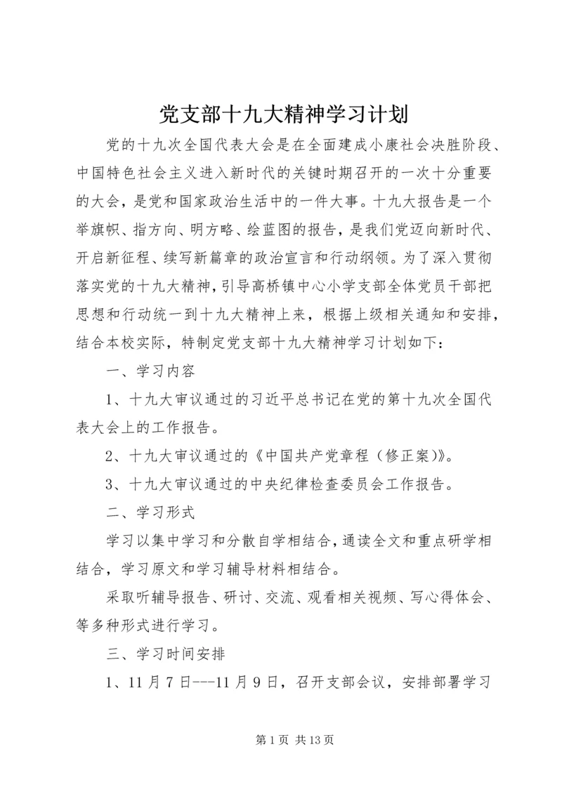 党支部十九大精神学习计划.docx