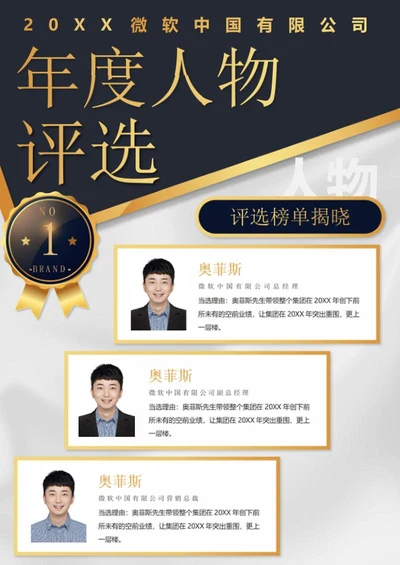 企业年度人物评选海报word模板