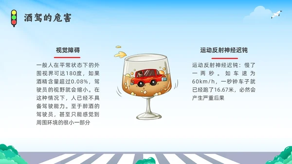 彩色水彩简约插画拒绝酒驾安全宣传教育PPT