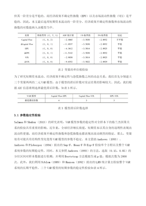 短期资本流动、经济政策不确定性与恐慌指数-基于时变分析框架下的研究.docx