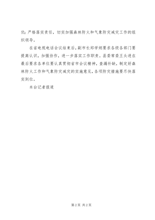 全省召开森林防火工作和气象防灾减灾工作电视电话会议_1.docx