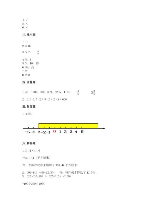 人教版六年级下册数学期末测试卷及参考答案【最新】.docx