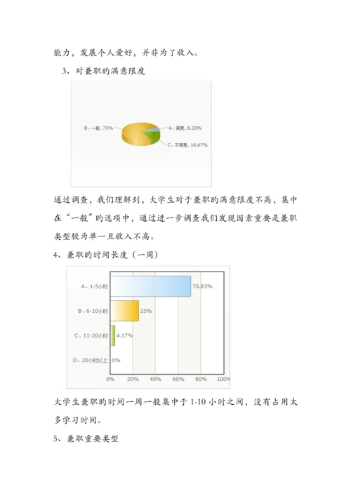 大学生课余时间兼职情况调查汇总报告.docx