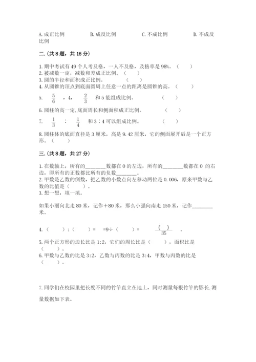 河南省平顶山市六年级下册数学期末测试卷及一套完整答案.docx