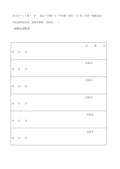 锅炉日常检查记录表