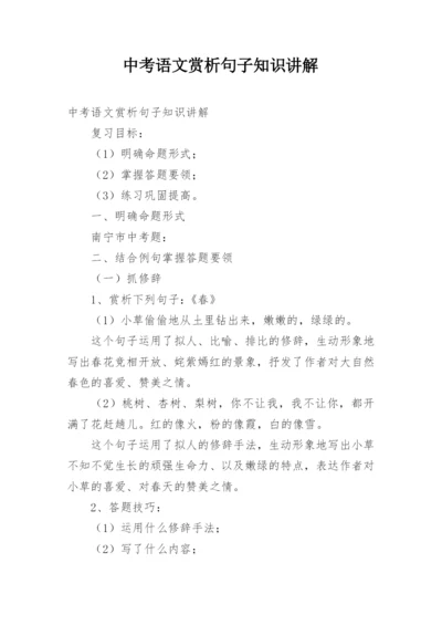 中考语文赏析句子知识讲解.docx