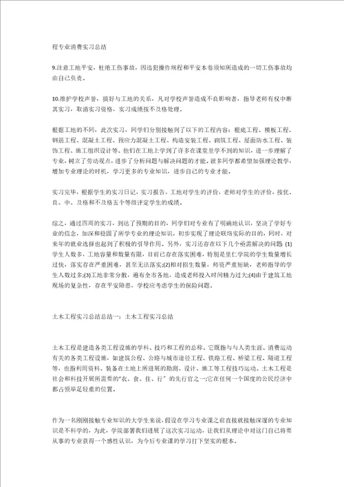 土木工程专业实习总结范文