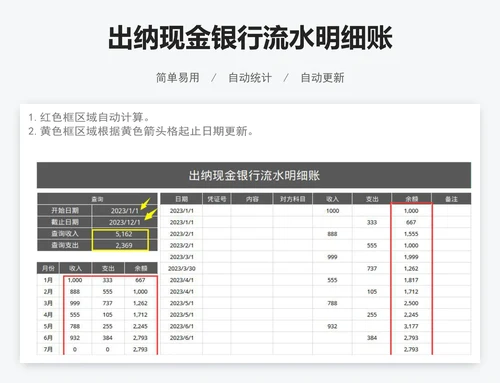 出纳现金银行流水明细账