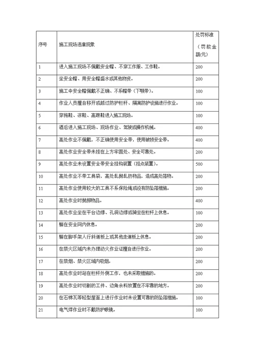 【精编】施工现场违章处罚细则