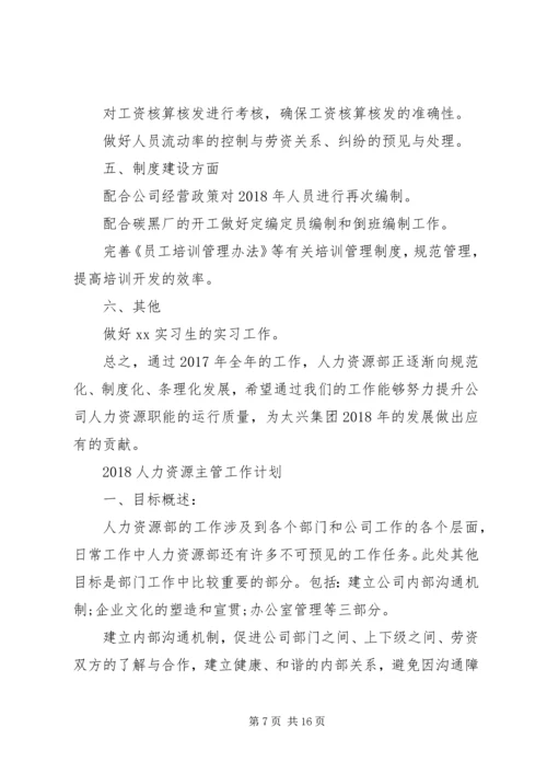 新任人力资源主管工作计划书4.docx