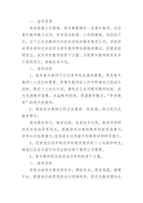 培养指导青年教师工作计划.docx