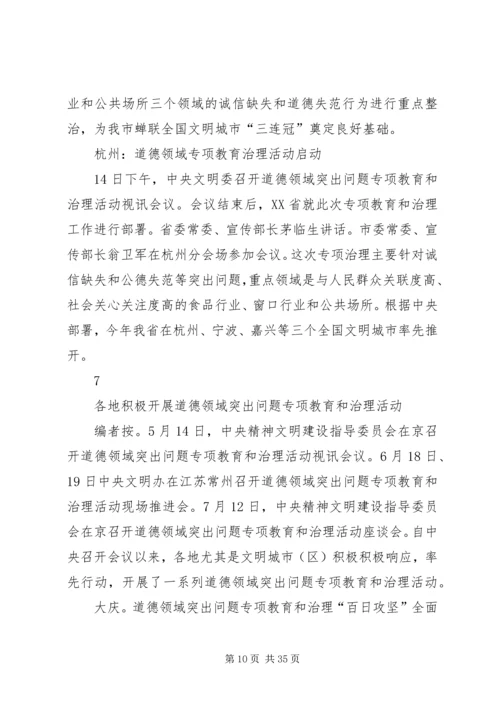 各地落实全国道德领域突出问题专项教育和治理视讯会议精神.docx