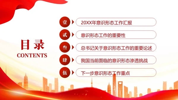 红色简约意识形态专题党课PPT