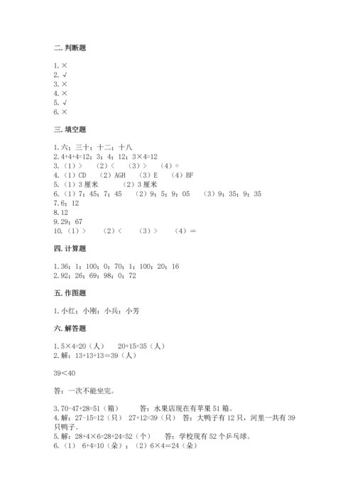 2022人教版二年级上册数学期末测试卷及参考答案（a卷）.docx