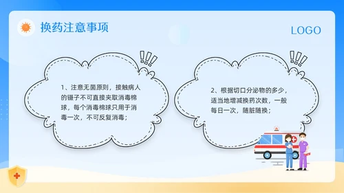 蓝色卡通气管切开换药流程PPT模板宣传PPT动态PPT