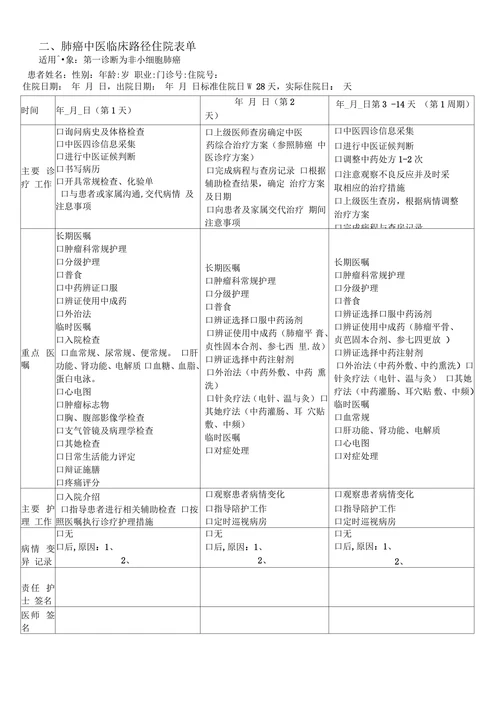 癌症肿瘤中医临床路径