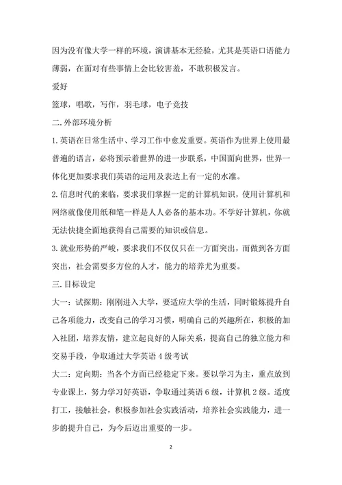 完整大学生职业生涯规划书范文