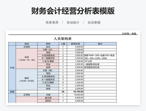 财务会计经营分析表模版