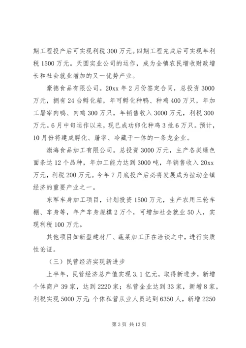 某镇关于工作总结及下半年工作计划的报告 (2).docx
