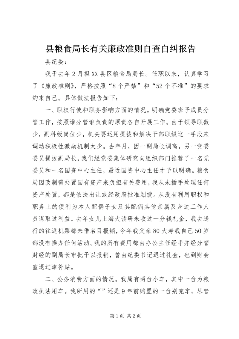 县粮食局长有关廉政准则自查自纠报告.docx