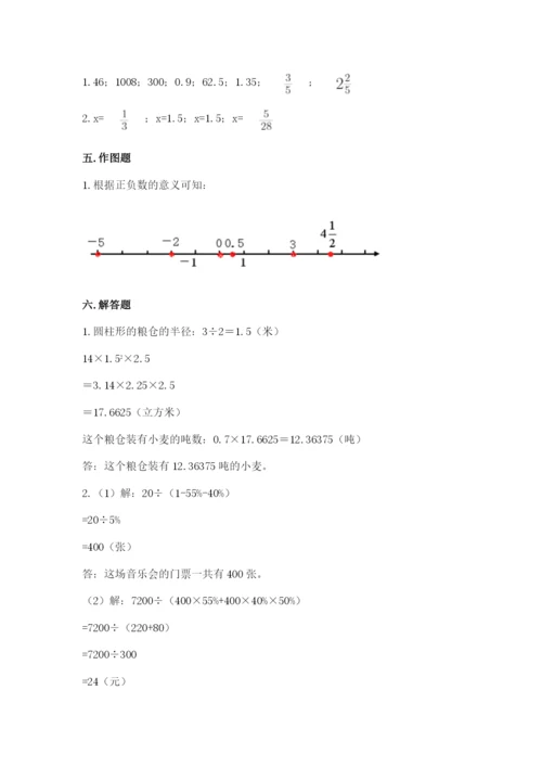 小学六年级下册数学期末卷含答案【夺分金卷】.docx