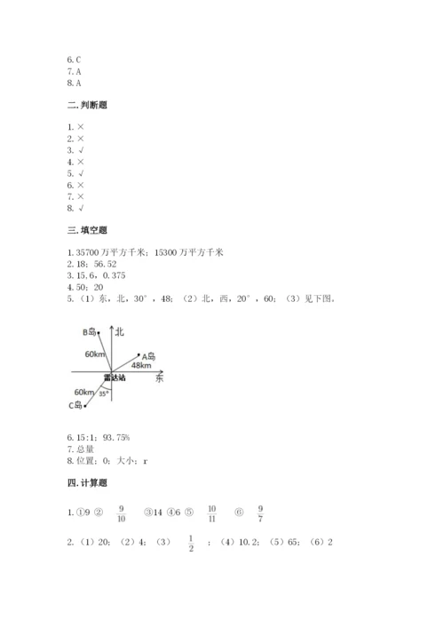小学数学六年级上册期末测试卷含答案【轻巧夺冠】.docx
