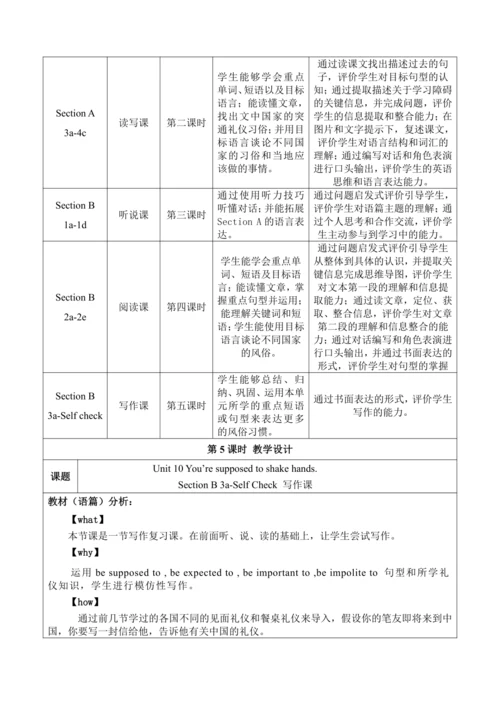 Section B (3a-Self Check)大单元教学+课时设计Unit 10 You're 